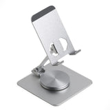 ARIZONE 360 Stand - Adjustable Cell Phone Stand for Desk | 360 Click-Rotating, Multi-Angle, Non-Slip Metal Base, Foldable & Portable | iPhone Stand for Desk, Cell Phone Stand Holder (Silver)