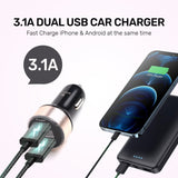 ARIZONE Car Charger Fast Charging, Car Accessories Dual Port 3.1A Fast Charger for All Smartphones and Tablets
